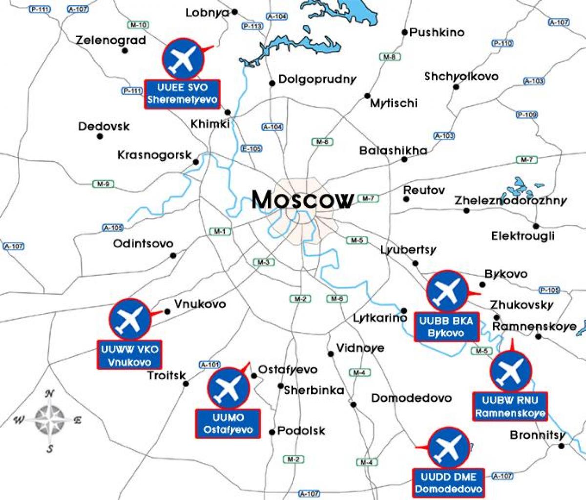 地图上的莫斯科机场