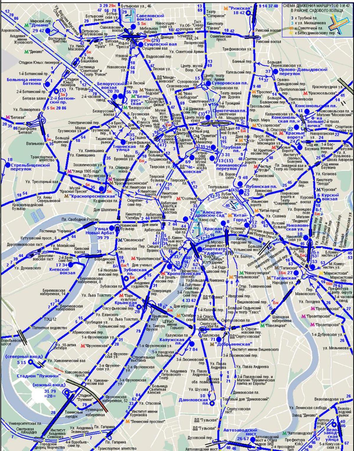 地图上的莫斯科无轨电车